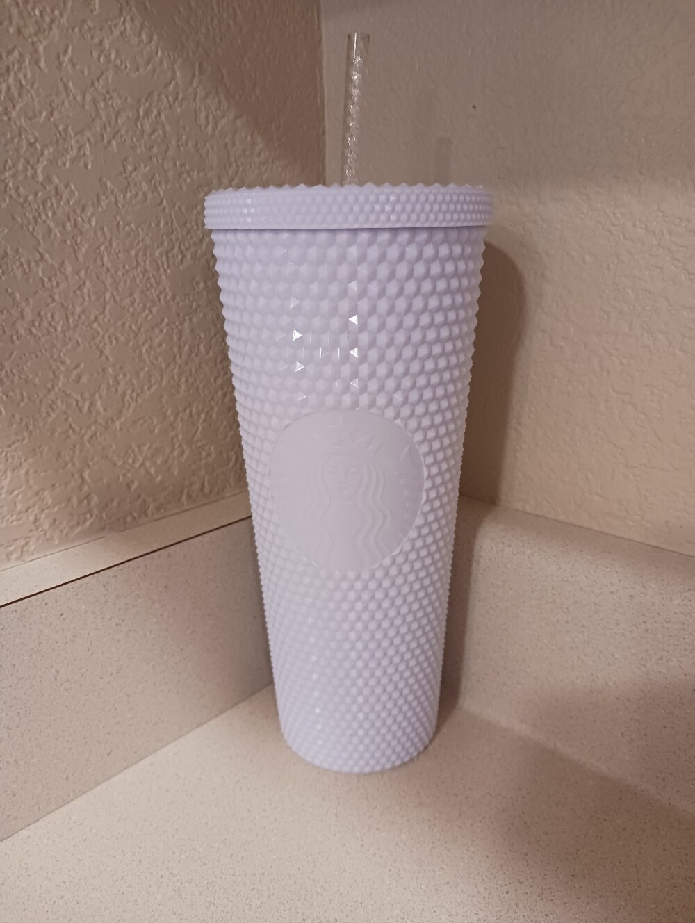 Starbucks White Textured Studded Tumbler with Clear Straw